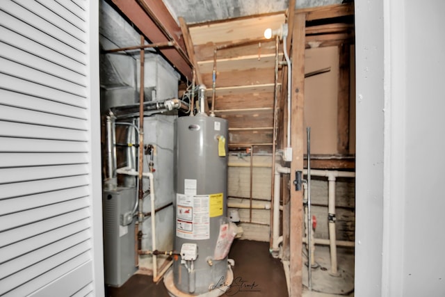 utility room with water heater