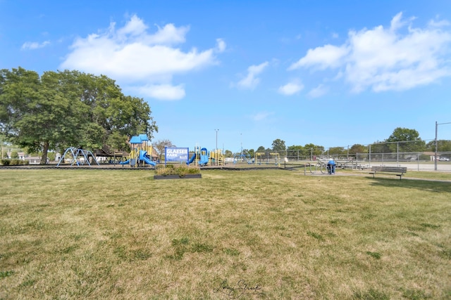 view of yard featuring a playground