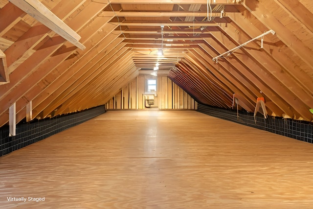 view of unfinished attic