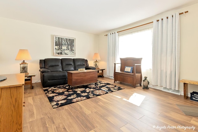 living area with light wood finished floors