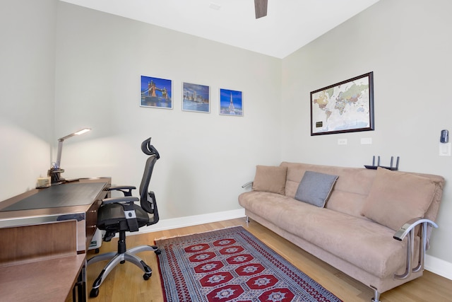 office space featuring light hardwood / wood-style floors