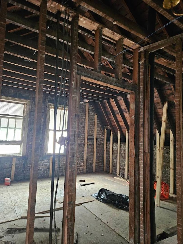 view of unfinished attic