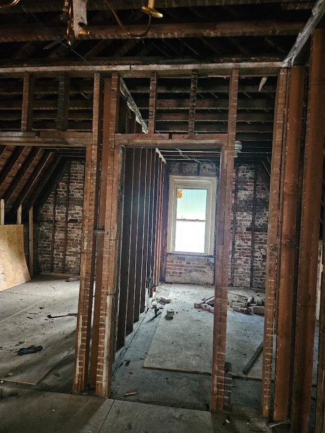 view of unfinished attic