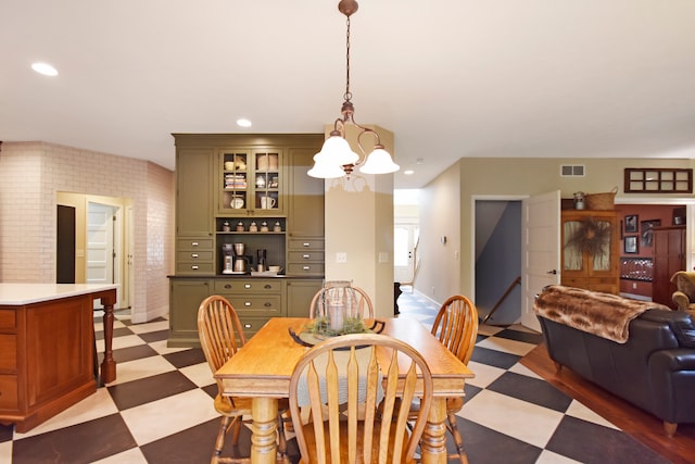 dining room with an inviting chandelier