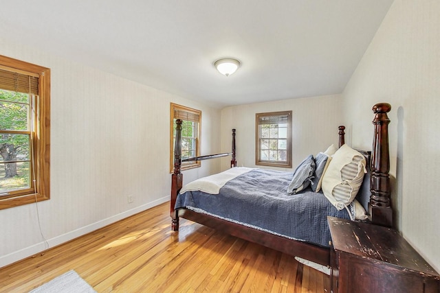 bedroom with light hardwood / wood-style floors