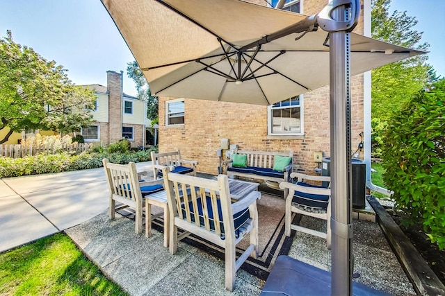 view of patio with central AC unit and an outdoor hangout area