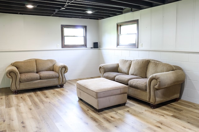 living room featuring light hardwood / wood-style floors