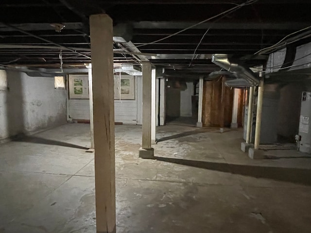 basement with water heater