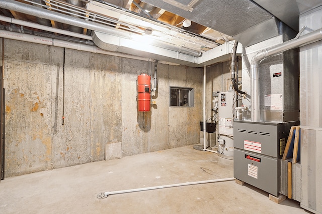 basement featuring water heater