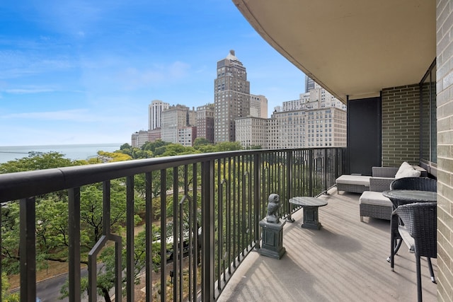 balcony with a water view