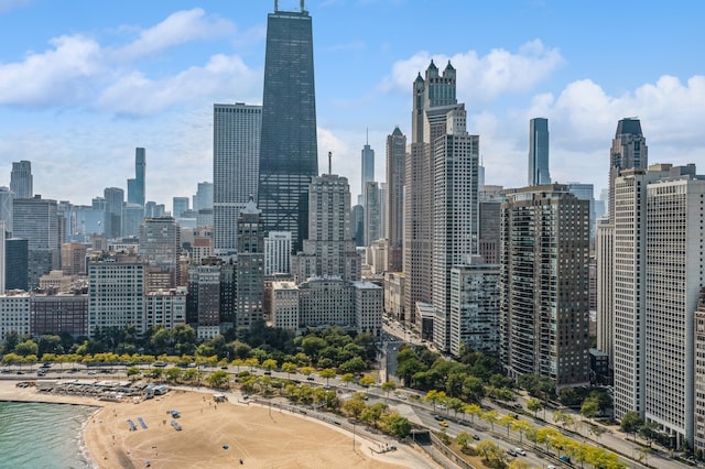 city view with a water view and a beach view