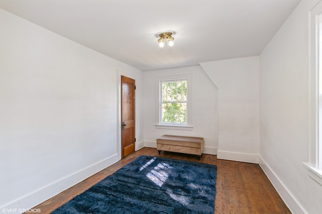 empty room featuring dark hardwood / wood-style flooring