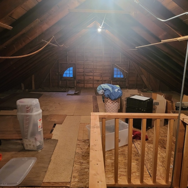 view of unfinished attic