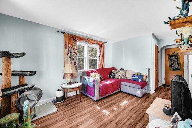 living room featuring hardwood / wood-style flooring