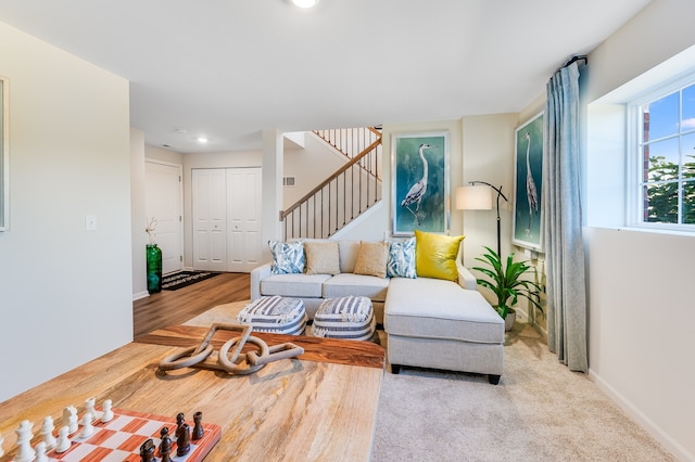 living room featuring light hardwood / wood-style floors