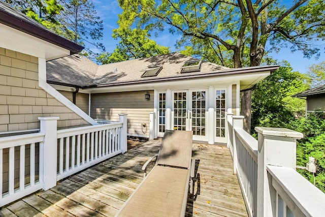 wooden terrace with french doors