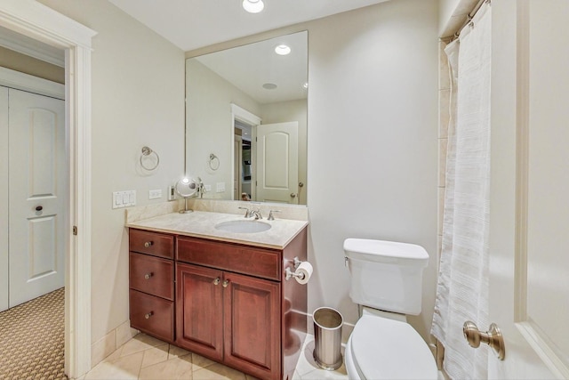 611 Elmwood Ave, Wilmette, IL 60091 - bathroom featuring vanity, tile patterned flooring, and recessed lighting
