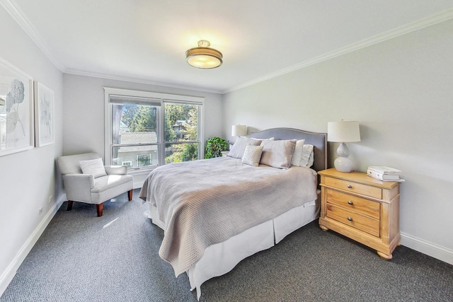 611 Elmwood Ave, Wilmette, IL 60091 - bedroom with dark carpet and ornamental molding