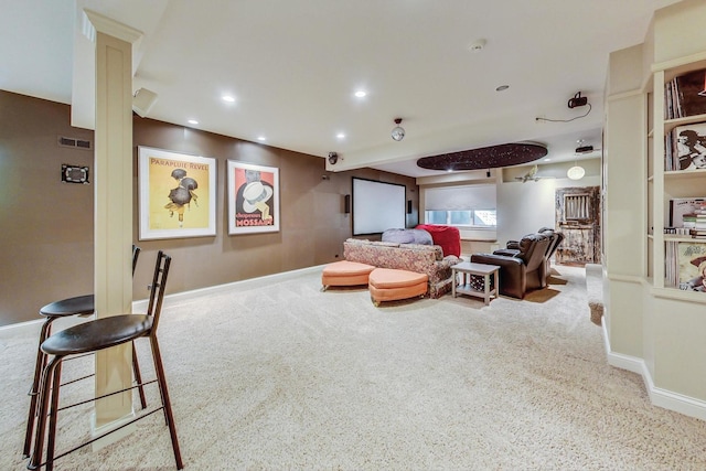611 Elmwood Ave, Wilmette, IL 60091 - living area featuring carpet floors and recessed lighting