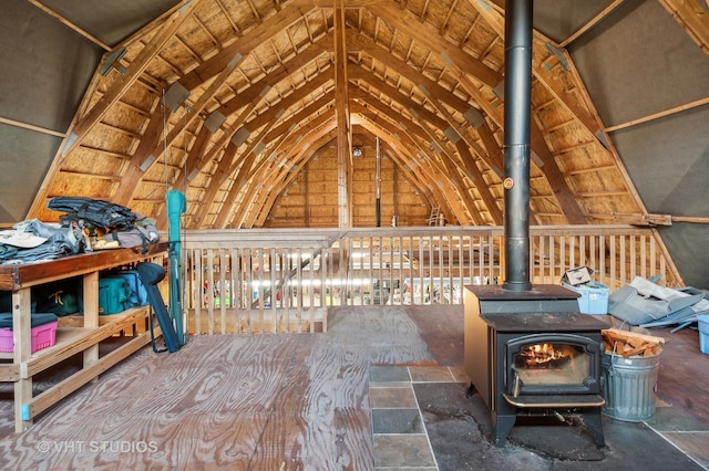 view of unfinished attic