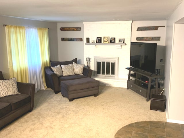 living room featuring carpet flooring