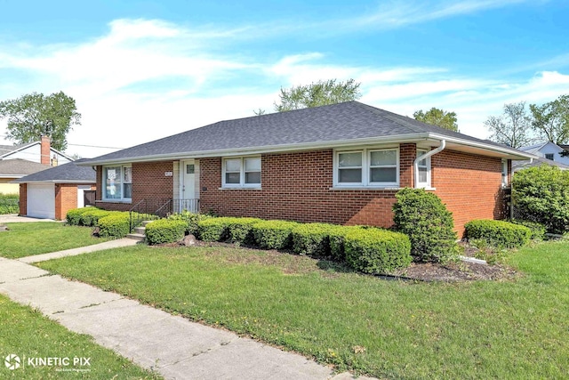9036 Walnut Ave, Franklin Park, IL 60131 - ranch-style house featuring brick siding, a front yard, and a shingled roof