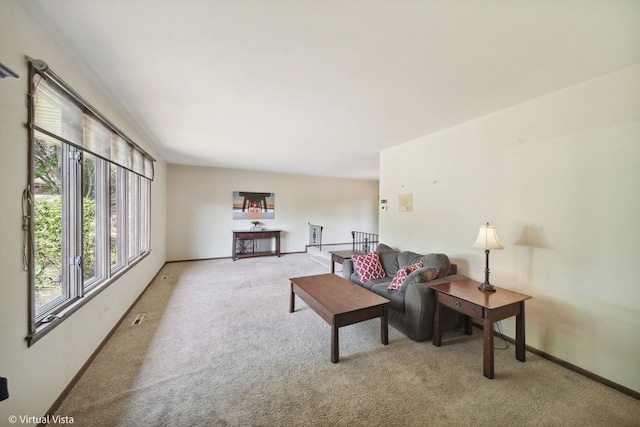 living room with light carpet