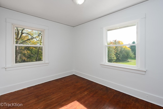 unfurnished room with hardwood / wood-style flooring