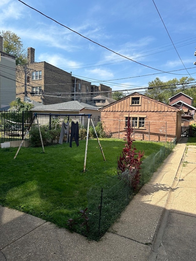 view of yard with a playground