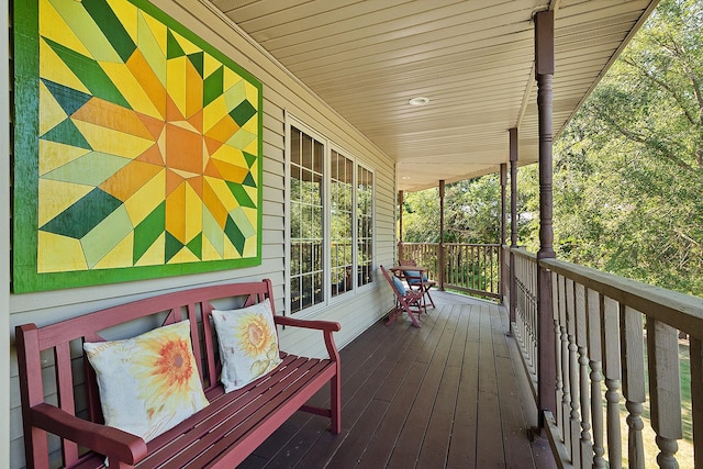 wooden deck with covered porch