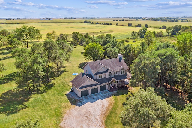 aerial view with a rural view