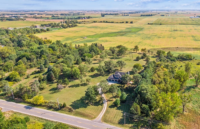 aerial view featuring a rural view