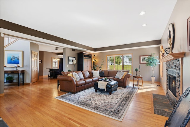 living room featuring light hardwood / wood-style floors