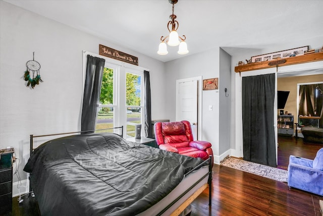 bedroom featuring dark hardwood / wood-style floors