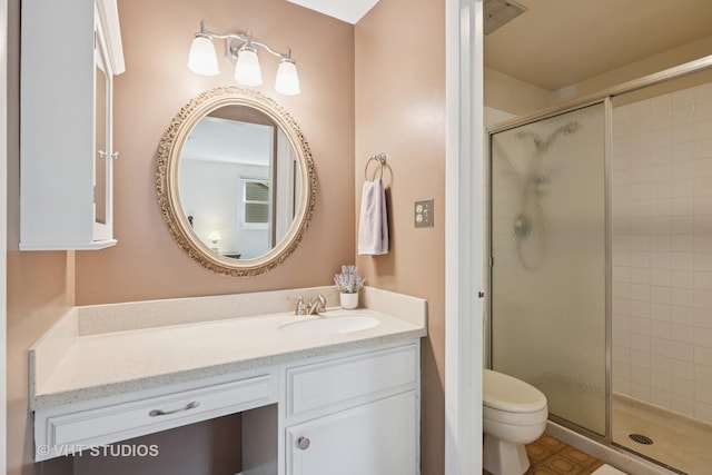 945 N Stark Dr, Palatine, IL 60074 - full bathroom featuring a shower stall, toilet, and vanity
