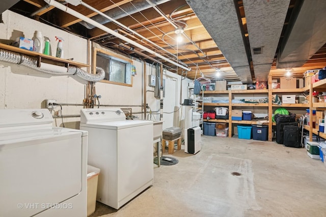 945 N Stark Dr, Palatine, IL 60074 - unfinished basement with washer and clothes dryer and a sink