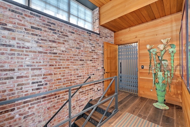 hall with dark hardwood / wood-style flooring