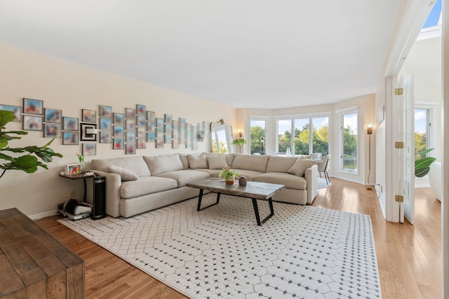 living room featuring light wood-type flooring