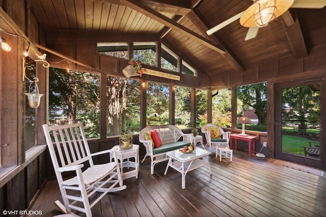 33 E Maple Ave, Cortland, IL 60112 - sunroom featuring a ceiling fan and outdoor lounge area