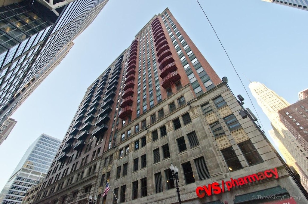 view of building exterior with a city view