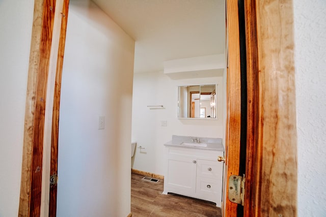 465 E Ash St, Watseka, IL 60970 - corridor featuring wood finished floors and a sink