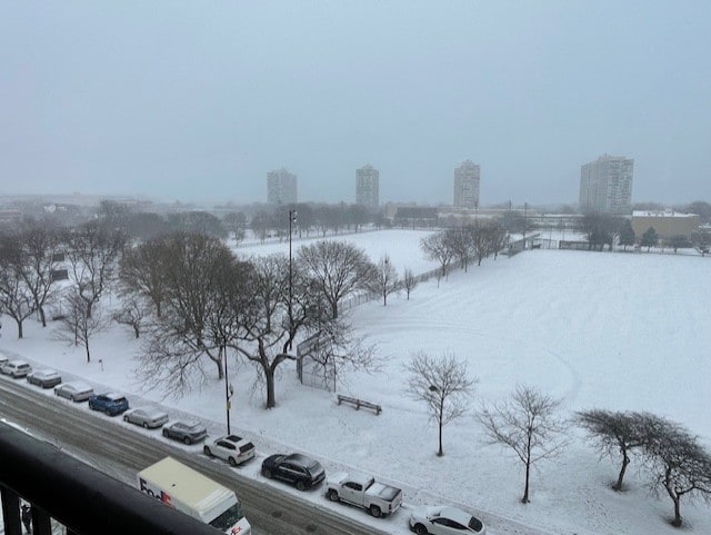 view of snowy aerial view