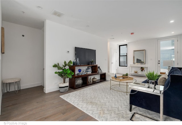 living room featuring light hardwood / wood-style floors