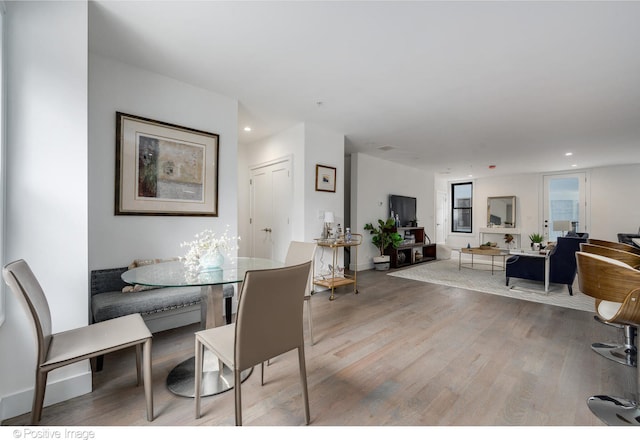 dining area featuring light hardwood / wood-style flooring