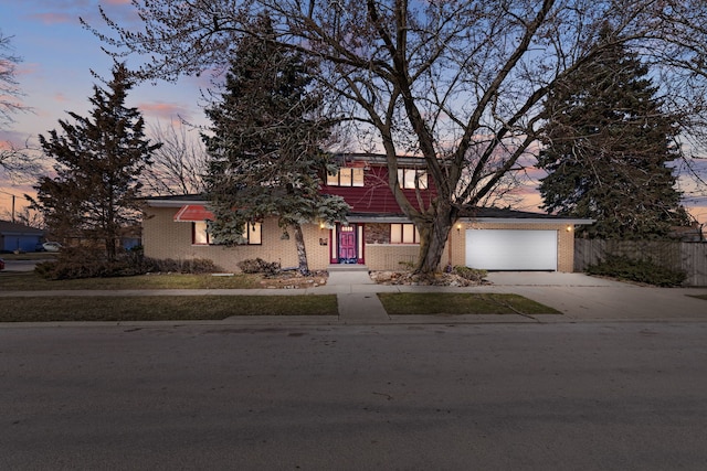 view of front facade with a garage