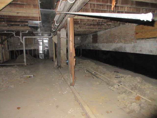 basement with heating unit