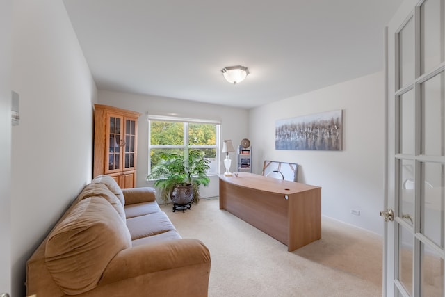 office with light colored carpet