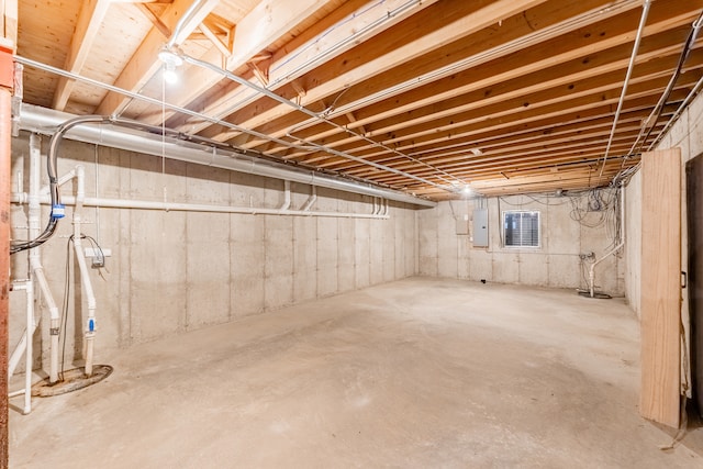 basement with electric panel