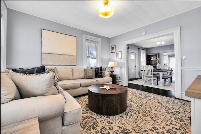 living room featuring hardwood / wood-style floors