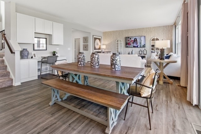 dining room with light wood-type flooring